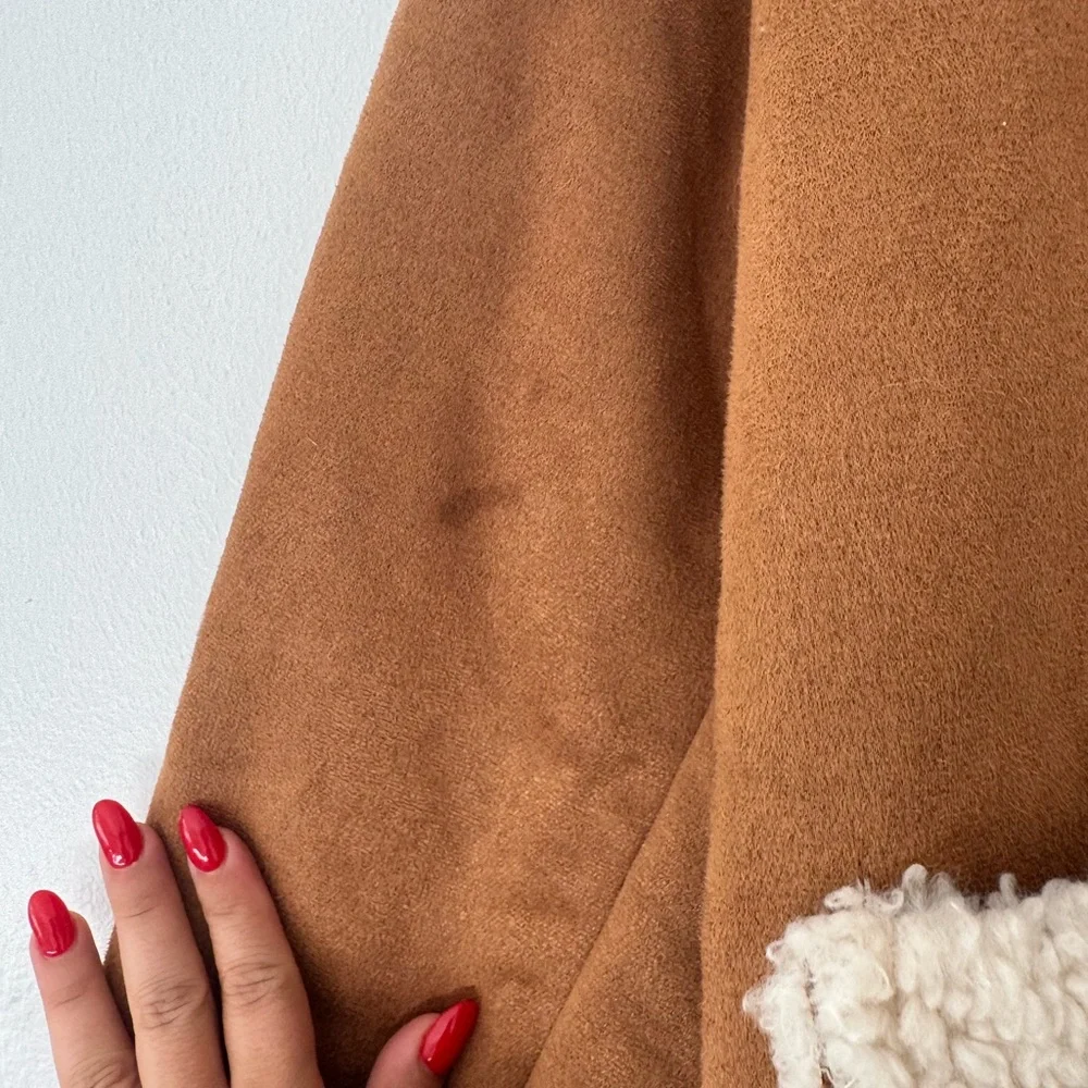Cider Brown and White Boho Shearling Jacket - Picture 3 of 5